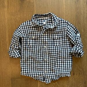 Janie and Jack boy Checkered linen Button-Down Shirt 3T